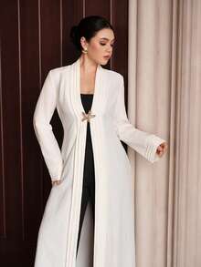 Graceveil Damen Metall Seestern Dekor Langarm Modische Bluse Zanea Kleid für Damen Business Formelle Outfits für Damen Kleidung für Damen Rabatt Kleider Damen Damen Maxikleid Langarm Damen Kleid Elegante Kleidung für Damen Weißes Maxikleid - Beige - Übersicht 5