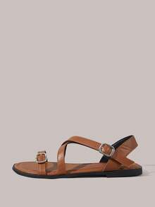 Styleloop Ladies, Buckles, Decoration, Flat Sandals, Vacation Atmosphere, Summer Wear, Travel Essentials - Brown - View 3