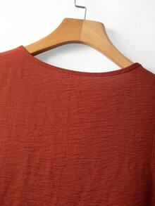 Weeklong Conjunto de 2 piezas de chaleco y pantalones cortos asimétricos de talla grande para mujer, de estilo retro francés elegante y casual para el verano - Naranja Quemada - Ver 4