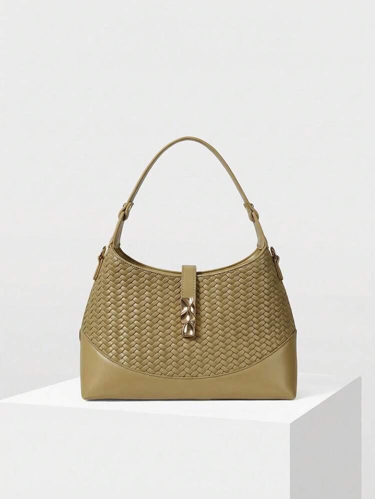 LADIES EXQUISITE WOVEN EMBOSSED PU HANDBAG