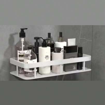 1/2PCS White Bathroom Storage Rack, Large Capacity Wall-Mounted No Drilling Required, Aluminum Alloy - Wall-Mounted Shower Shampoo Rack, Bathroom Towel Rack, Wall-Mounted Rectangular Bracket, Stick-On Bathroom Shower Rack- Kitchen Accessories, Bathroom Accessories, Bathroom And Kitchen Storage, Wall Decor, Christmas Gift Bathroom Accessories Bathroom Tools Bathroom AccessoriesS