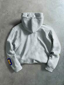 PAVTROS 男士花卉图案长袖拉链连帽休闲卫衣 - 灰色 - 查看 3