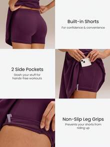 GLOWMODE Gaun Mini FeatherFit™-Air Peekaboo dengan Saku Celana Pendek Terintegrasi, Desain Silang Anti-Selip, Dukungan Ringan, Dampak Rendah, Cepat Kering, Menyerap Kelembapan, Cocok untuk Musim Semi. - Purple - View 5