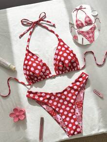 Swim Mod 女士热带印花两件式比基尼套装，休闲度假风 - 彩色 - 查看 3