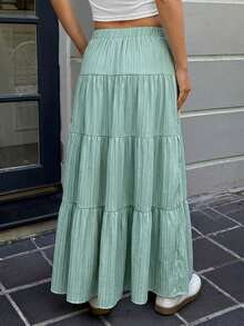 MainGRL Chân váy nữ màu xanh bạc hà dáng thường ngày có dây rút ở eo, thích hợp cho mùa hè. - Màu xanh Bạc hà - Xem 2