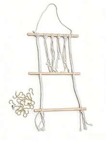Estantería colgante tejida a mano estilo bohemio para diademas, soporte de exhibición y gancho para accesorios de pelo con moños, adecuado para decoración de pared y habitación de niñas - Albaricoque - Ver 6