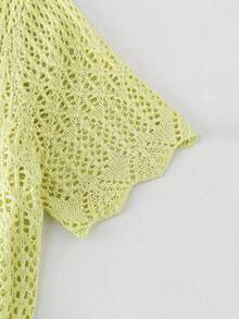 Breezaya 2026春夏新款欧美风性感修身腰部休闲度假日常户外女士浪漫海滩派对晚宴海边针织米色女式毛衣连衣裙，镂空慵懒舒适 - 青檸色 - 查看 3