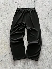 EVRINFINITE 宽松男士标语图案印花抽绳腰部运动裤度假宽松抽绳运动裤，适合丈夫、男朋友的礼物 - 黑色 - 查看 2