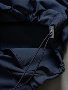 PAVTROS Men's Letter Print Long Sleeve Zip-Up Half Placket Jacket - Blue - View 8