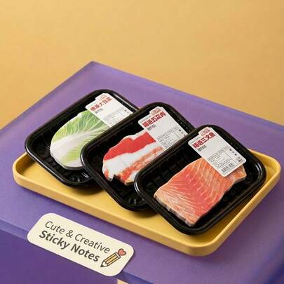 Joivida 1Pc Creative Realistic Food Ingredients Sticky Notes, Reusable, For Students To Leave Messages, Make Notes, And Keep Memos.