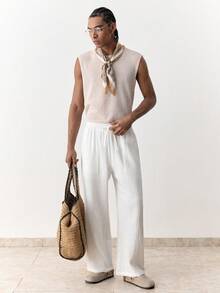 SWAVVY Quần dài nam ống đứng chất liệu cotton có họa tiết, kiểu dáng thường ngày, thích hợp cho mùa xuân/hè. - trắng - Xem 6