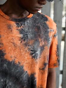 NEON BLANC Áo thun nam tay ngắn in họa tiết nhuộm tie-dye, kiểu dáng thường ngày, thích hợp cho mùa hè. - trái cam - Xem 5