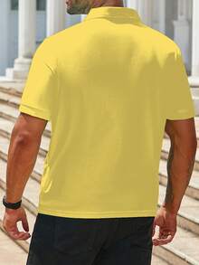 Manfinity Homme Plus Size Men's Casual Commuting Versatile Polo Shirt, Short Sleeve, Formal - Yellow - View 2