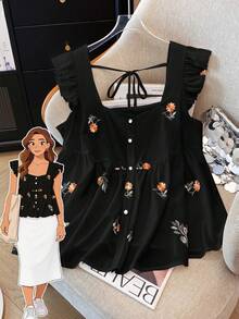 GlowEve CURVE Áo khoác cardigan họa tiết hoa cỡ lớn dành cho nữ có tay bồng, phong cách tươi mới và giản dị, phù hợp cho mùa xuân/hè, đa năng - Nhiều màu - Xem 1