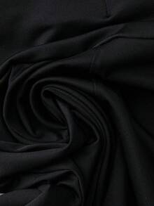 SHEIN PETITE 女士不对称宽松休闲裤，适合夏季和毕业典礼穿着 - 黑色 - 查看 4