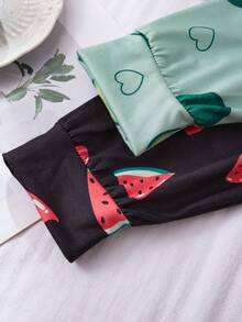 2件套女童牛油果西瓜印花短袖裤家居服套装 - 彩色 - 查看 7