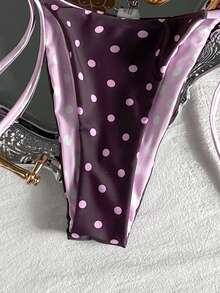 Swim Mod 2件套波点挂脖系带比基尼泳衣 - 彩色 - 查看 6