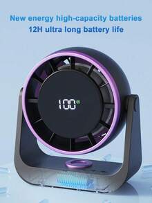 Teckwe 桌面无叶风扇，2000mAh + 2000mAh 总容量 4000mAh，USB 充电，多功能桌面风扇，100 档风速调节，静音涡轮风扇，空气冷却器，带液晶显示屏。（本产品不含充电线。） - 多色 - 查看 5