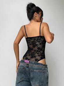 Aloruh Women's Sexy Sheer Lace Bodysuit For Summer - Black - View 2