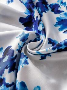 GlowEve 女士极简印花短袖系带连衣裙 - 藍白色 - 查看 8