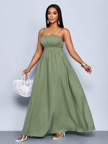SOLERSUN Plus-Size Women's Boho Sage Green Summer Beach Backless Vacation Maxi Dress,Elegant Tropical Holiday Gown,Flowing Tea Party Quiet Luxury Dresses - Green - View 4