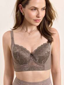 Hourtrue Peach Girl Mocha Brown Sexy Lace Bra, Women's Supportive Lift Comfortable Brafor Summerfor Summer - Mocha Brown - View 5
