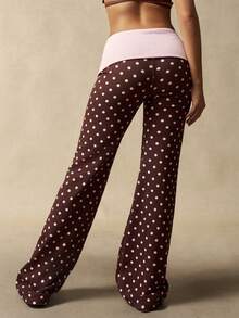 VARSITIE Women's Contrast Color Polka Dot Print Sports Pants - Multicolor - View 9