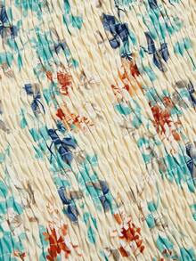 Sweetra 大码女士浪漫度假印花花瓣袖方领迷你连衣裙，粉色 - 彩色 - 查看 4