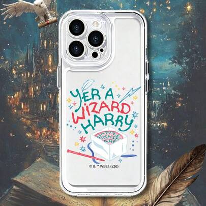 HARRY POTTER X SHEIN Ốp điện thoại trong suốt chủ đề Harry Potter, thiết kế chống rơi vỡ, tương thích với iPhone 11/12/13/14/15/16 Pro Max, dùng được cho cả nam và nữ, là món quà tuyệt vời cho mùa lễ hội.