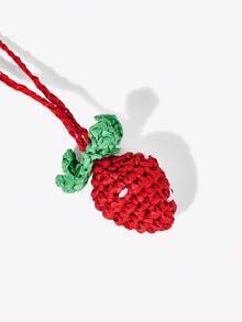 Viva Strut 1个趣味甜美草莓造型钩针编织草编包挂饰，适合夏季草编包，也适合海滩、度假、假日、夏季、海边、沙滩派对等场合。 - 紅色 - 查看 3
