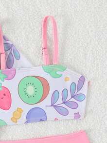 Bộ đồ bơi hai dây in hình trái cây dễ thương cho bé gái, kèm áo khoác ngoài, thích hợp cho kỳ nghỉ hè. - Nhiều màu - Xem 4