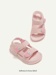 Cozy Pixies 1 Đôi dép xăng đan đế mềm nhẹ, đa năng, họa tiết dâu tây, thích hợp cho bé gái đi biển, du lịch nghỉ mát. - Hồng - Xem 2