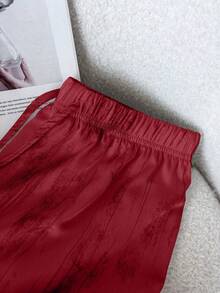 SHEIN LUNE Quần ống rộng nữ cạp chun, kiểu dáng thường ngày, đa năng, thích hợp mặc hàng ngày. - Đỏ - Xem 5