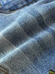 Elamini Quần short denim nữ thường ngày, có túi và họa tiết thêu hoa. - Rửa nhẹ - Xem 5