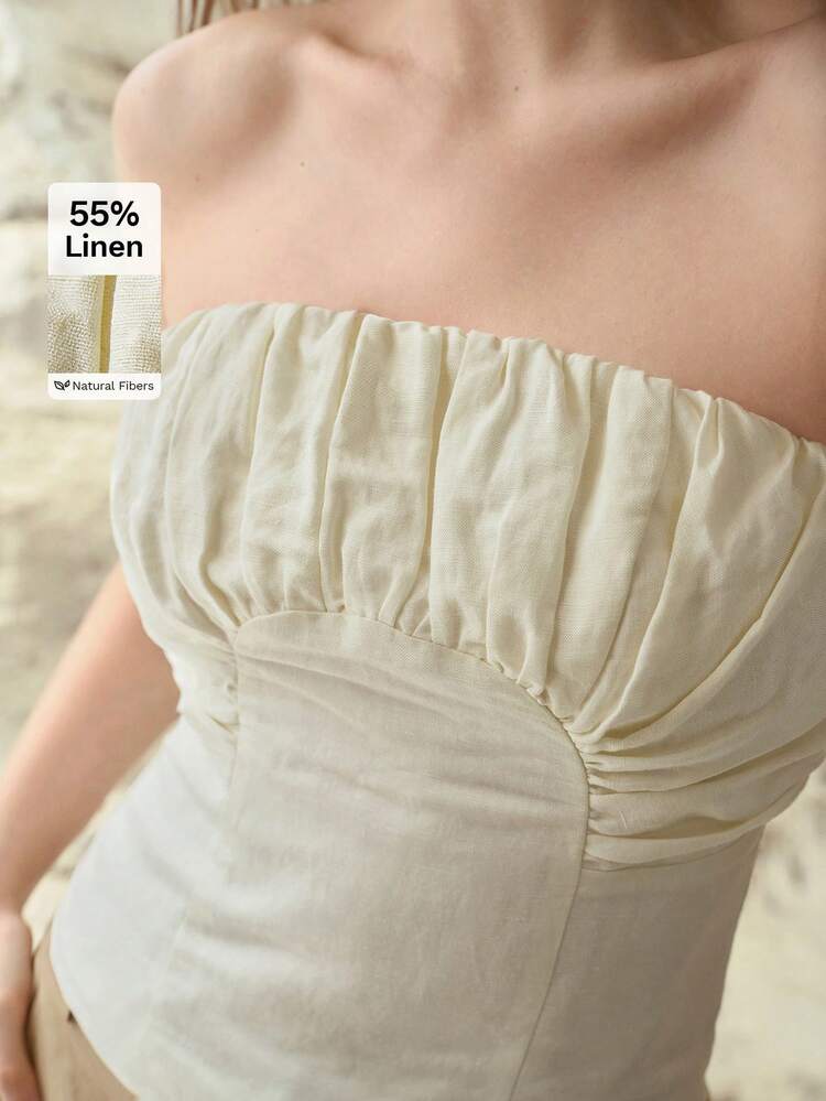 FASHIONABLE LINEN BLEND TUBE TOP FOR SPRING/SUMMER