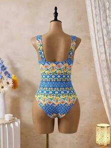 Bellisia Set de 2 piezas Conjunto modesto de playa para mujer, body sin mangas con estampado de estrellas y falda con cintura anudada, adecuado para la playa, fiesta de piscina, primavera/verano - Multicolor - Ver 2