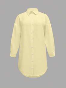 EMERY ROSE Đầm sơ mi nữ cỡ lớn đính sequin, kiểu dáng thường ngày, năm 2025. - Màu vàng - Xem 4