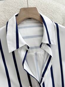 GlowEve CURVE 女士夏季条纹衬衫长裤套装（2件套），休闲优雅装扮 - 彩色 - 查看 5