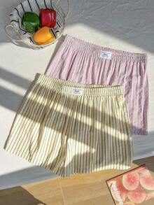Comfortcana Colorful Striped Casual Vacation Plus Size Shorts Set, Spring/Summer Skorts For Women Set - Multicolor - View 5