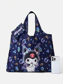 HELLO KITTY AND FRIENDS | SHEIN 时尚学院徽章图案大容量手提包 - 深藍色 - 查看 4