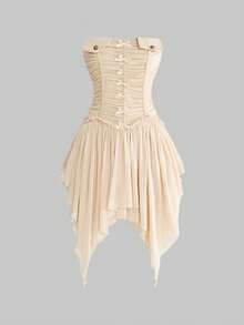 ROMWE 性感褶皱蝴蝶结不对称下摆迷你连衣裙（女款） - 彩色 - 查看 2