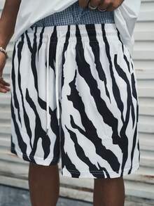 Modcrash 男士休闲抽绳腰斑马纹短裤，夏季 - 彩色 - 查看 5