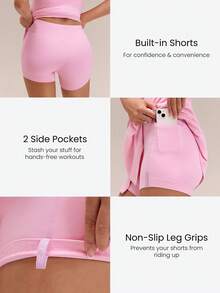 GLOWMODE FeatherFit™-Air Elevate A-Line Built-In Peekaboo Short Pocket Mini Slip Dress Low Impact Daily Summer Quick Dry Moisture Wicking - Baby Pink - View 4