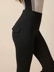 With My Calm With My Calm Legging Olahraga Berkuda Tanpa Jahitan untuk Wanita, Seksi, Modis, dan Nyaman - Hitam - View 4