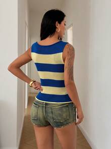 SHEIN Unity Streetwear Sexy Women's Spring/Summer Colorblock Sleeveless Knit Top Golf Pastal - Multicolor - View 3