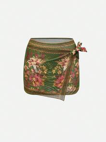 SHEIN Swim Oasis 2026春夏波西米亚风印花高级连体泳衣套装，女士度假休闲沙滩装 - 彩色 - 查看 6