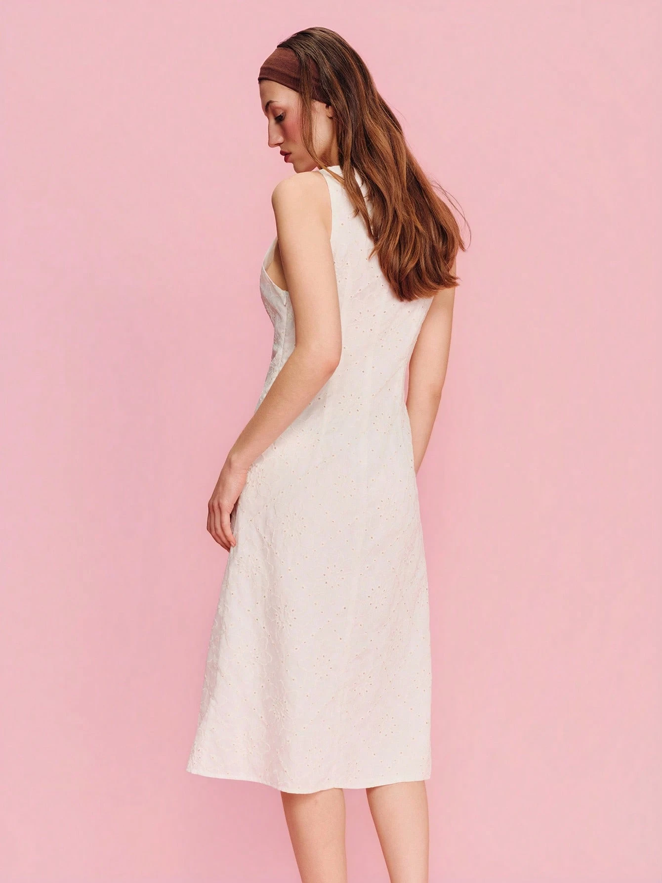 White Embroidered Midi Dress With Deep V Neckline Spring Summer French Style Parisian Style Holiday Dress Festival Dress Casual Dress Embroidered Floral Dress