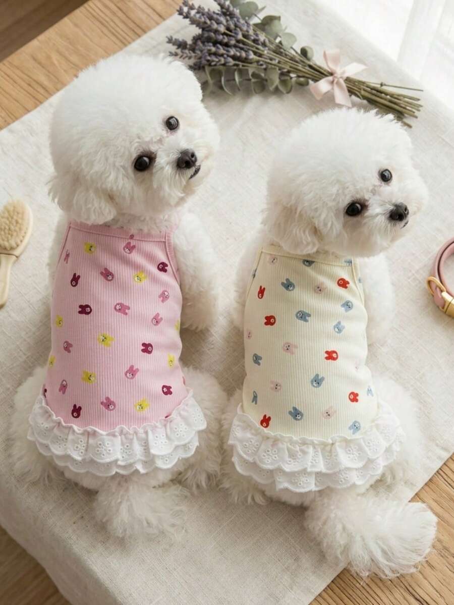 PETSIN Quần áo cho chó, quần áo cho mèo, váy cho thú cưng, bộ sưu tập xuân/hè mới, váy cho cún con, váy công chúa đa năng, họa tiết kẻ sọc, quần áo cho động vật nhỏ, kem chống nắng mát mẻ