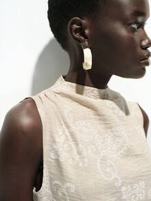 Lumivelle Đầm maxi ôm dáng không tay, xếp ly, họa tiết paisley giả thêu, thanh lịch dành cho nữ, thích hợp đi làm và đi nghỉ mát, mùa hè. - Màu Khaki - Xem 5