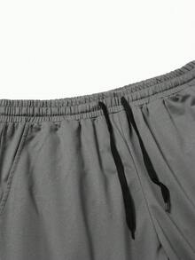 Manfinity EMRG Quần short nam phong cách đường phố thường ngày, thêu chữ, dài 6 inch. - Xám - Xem 5